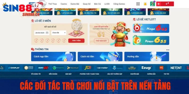 SIN88 | Nhà Cái Thể Thao & Casino Uy Tín Hàng Đầu 2026 8 Các đối tác trò chơi nổi bật trên nền tảng
