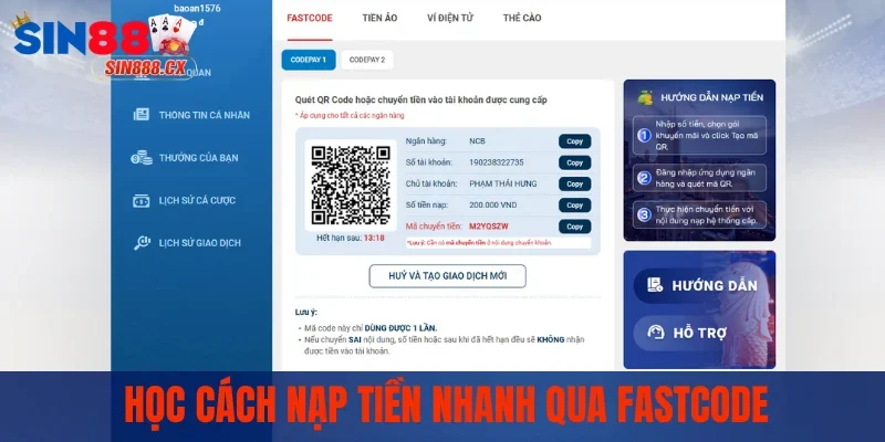 Học cách nạp tiền nhanh qua fastcode