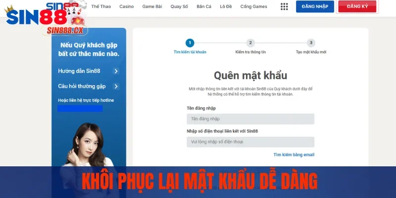 Khôi phục lại mật khẩu dễ dàng